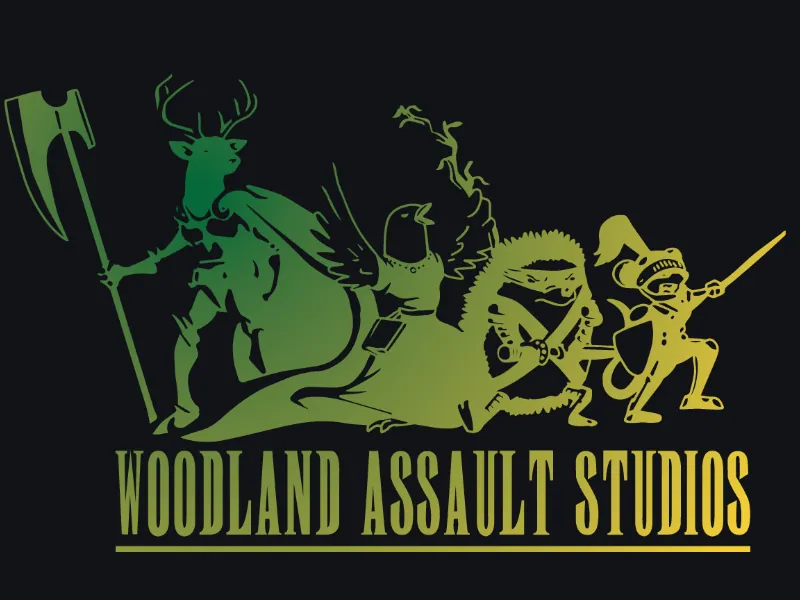 Woodland Assault Studios logo on a dark background.