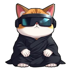 Phat Buddha Digital mark: a meditating cat in VR goggles