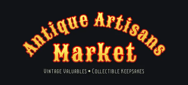 Antique Artisans Market wordmark in arched orange letters with the line Vintage Valuables, Collectible Keepsakes.